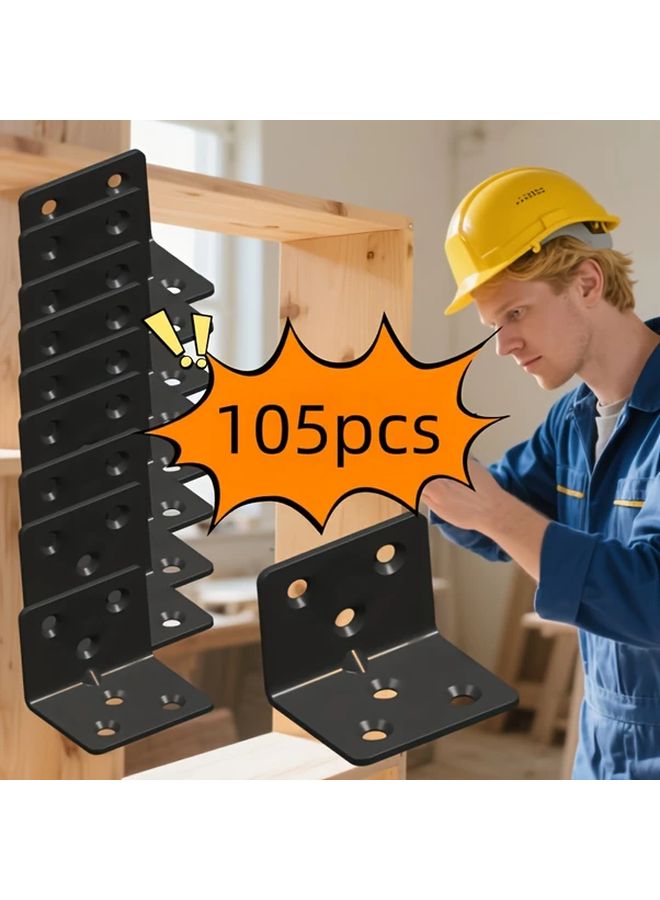 Heavy Duty L Bracket Set 15 Corner Braces 90 Screws For Furniture Reinforcement - Image 1